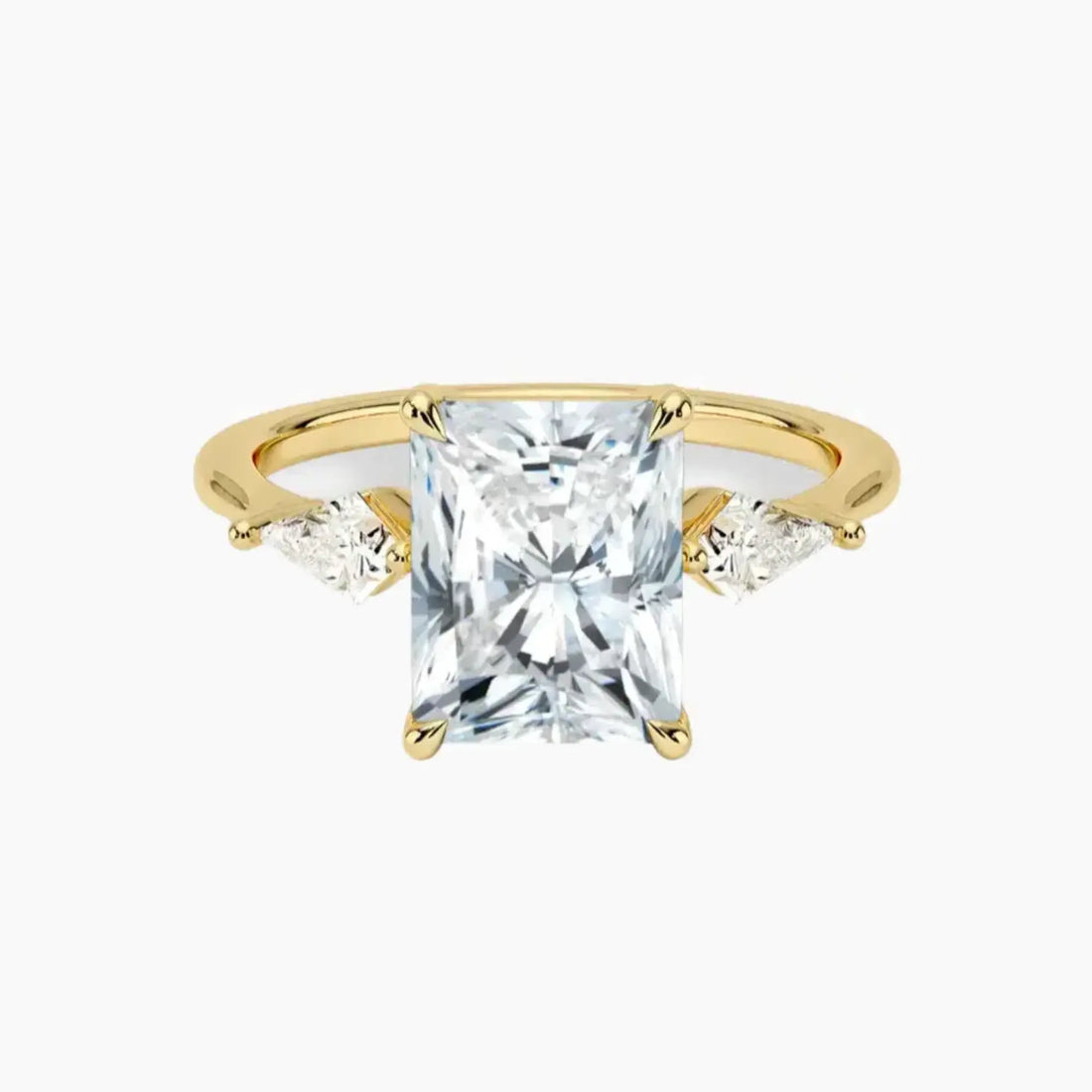 Isolde Radiant Three Stone 1.5 Carat Lab Grown Diamond Engagement Ring in 18K White Gold