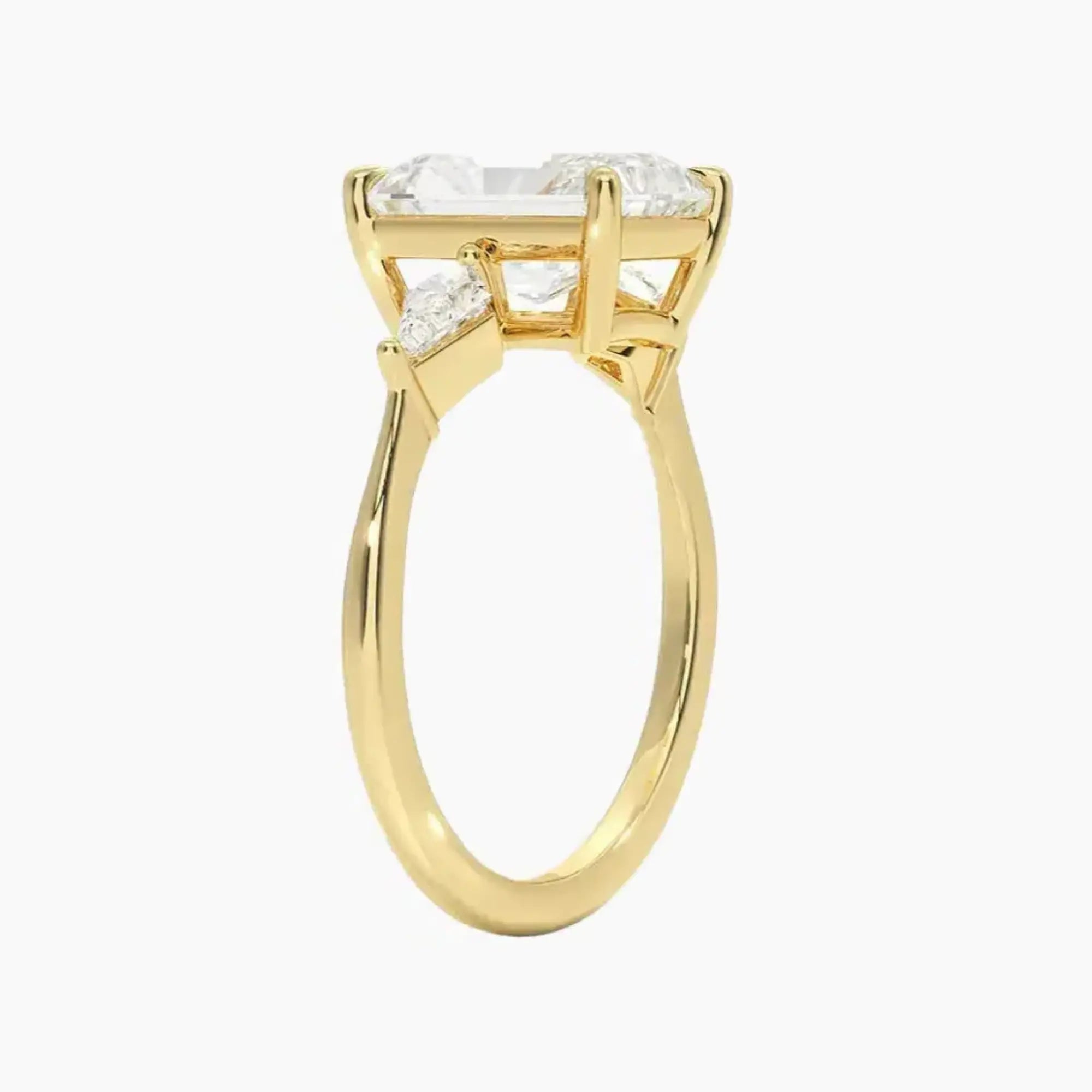 Isolde Radiant Three Stone 1 Carat Lab Grown Diamond Engagement Ring in 18K Yellow Gold