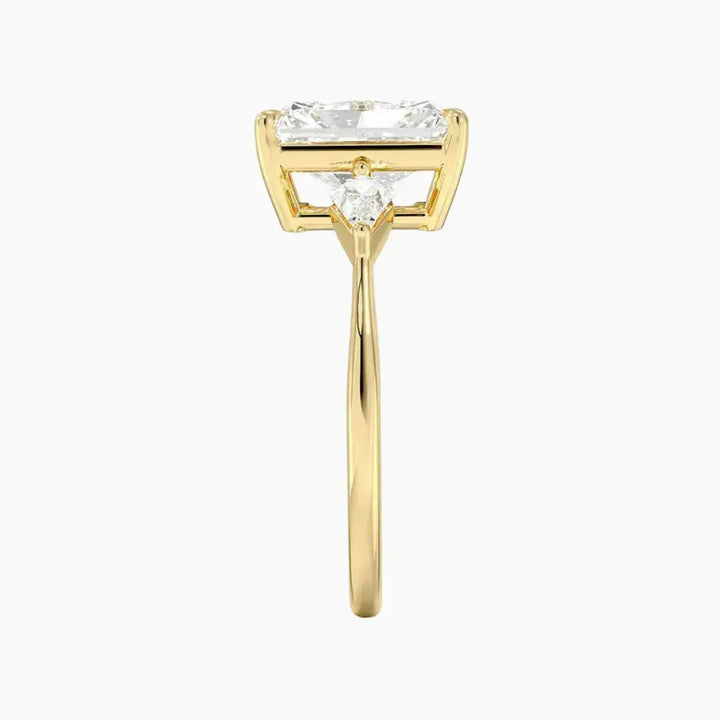 Isolde Radiant Three Stone 1.5 Carat Lab Grown Diamond Engagement Ring in 18K Rose Gold