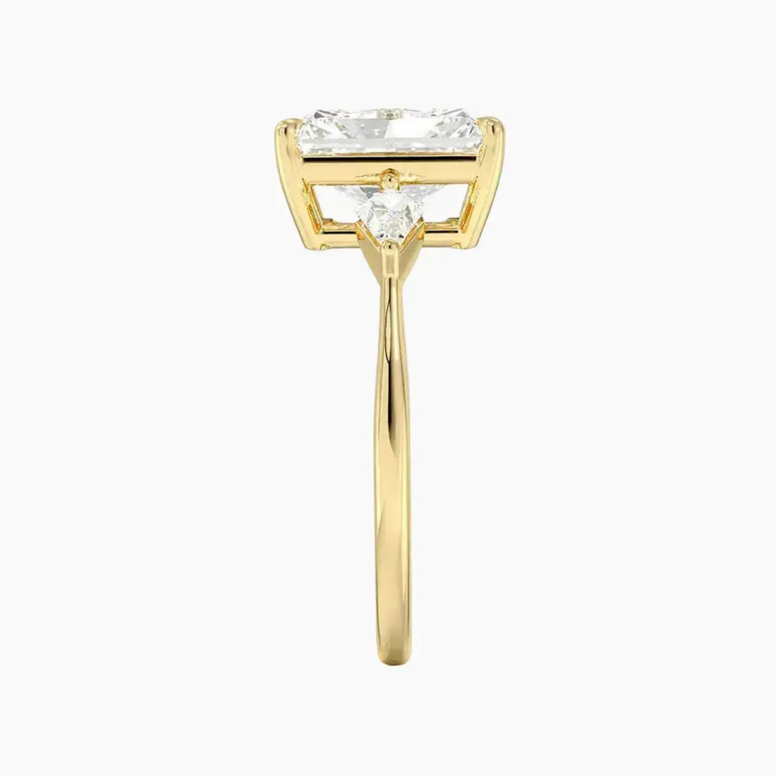 Isolde Radiant Three Stone 2 Carat Lab Grown Diamond Engagement Ring in 18K Yellow Gold
