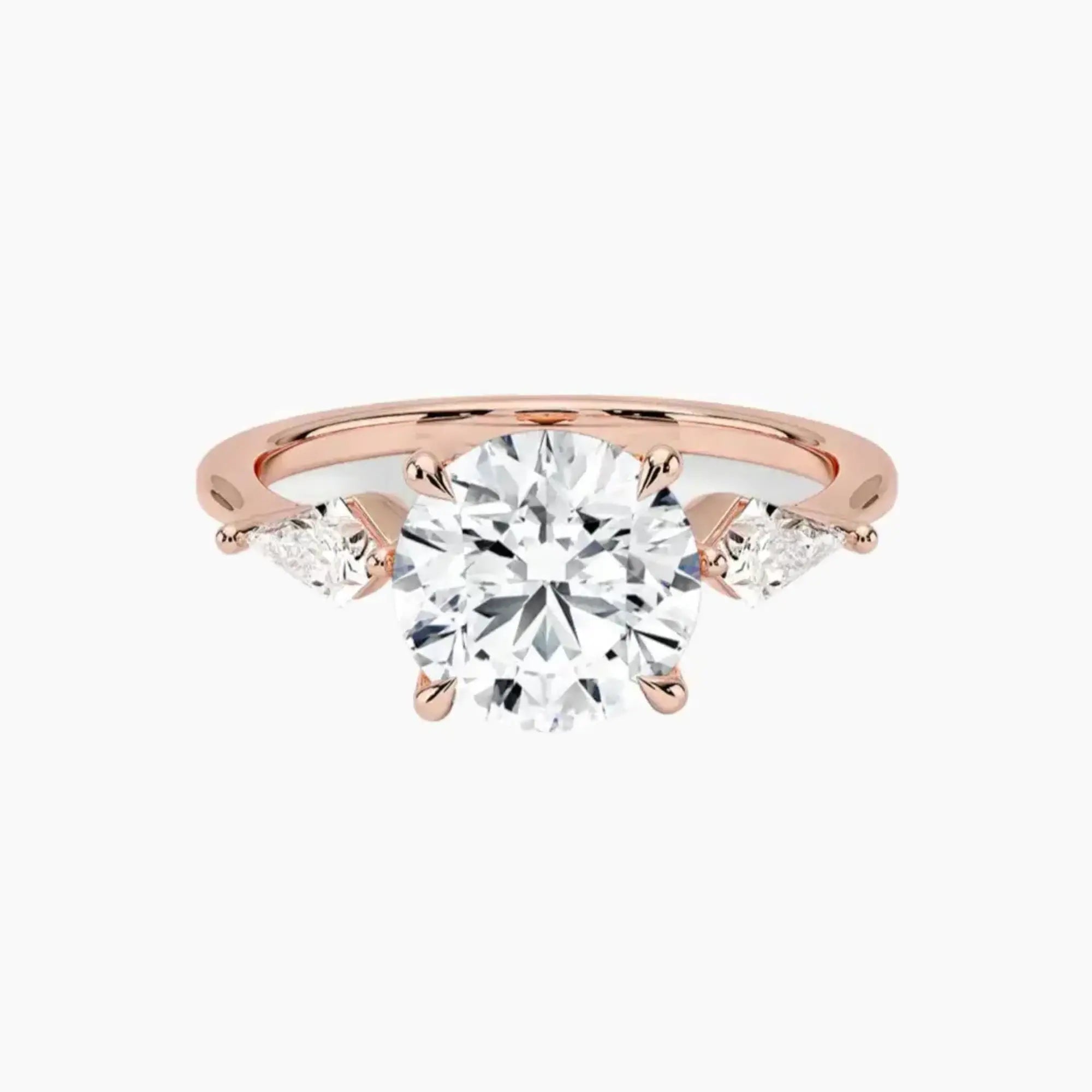 Isolde Round Three Stone 3 Carat Lab Grown Diamond Engagement Ring in 14K Yellow Gold