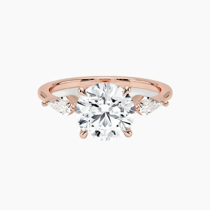 Isolde Round Three Stone 1.5 Carat Lab Grown Diamond Engagement Ring in 14K Rose Gold