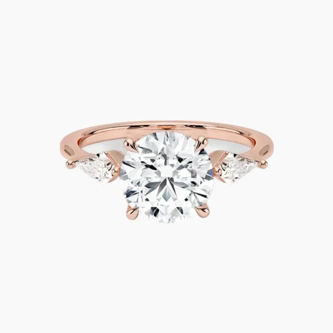 Isolde Round Three Stone Diamond Ring Setting in 14K White Gold