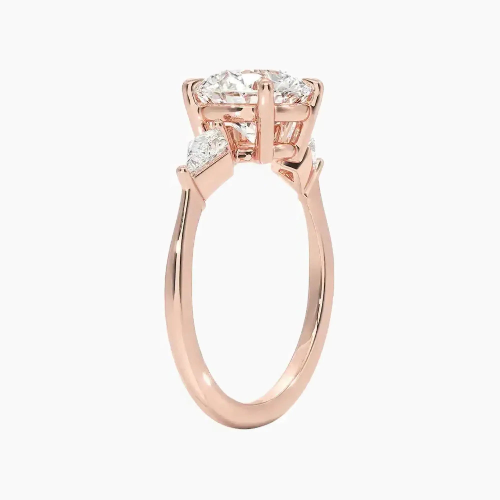 Isolde Round Three Stone 2 Carat Lab Grown Diamond Engagement Ring in 18K Yellow Gold