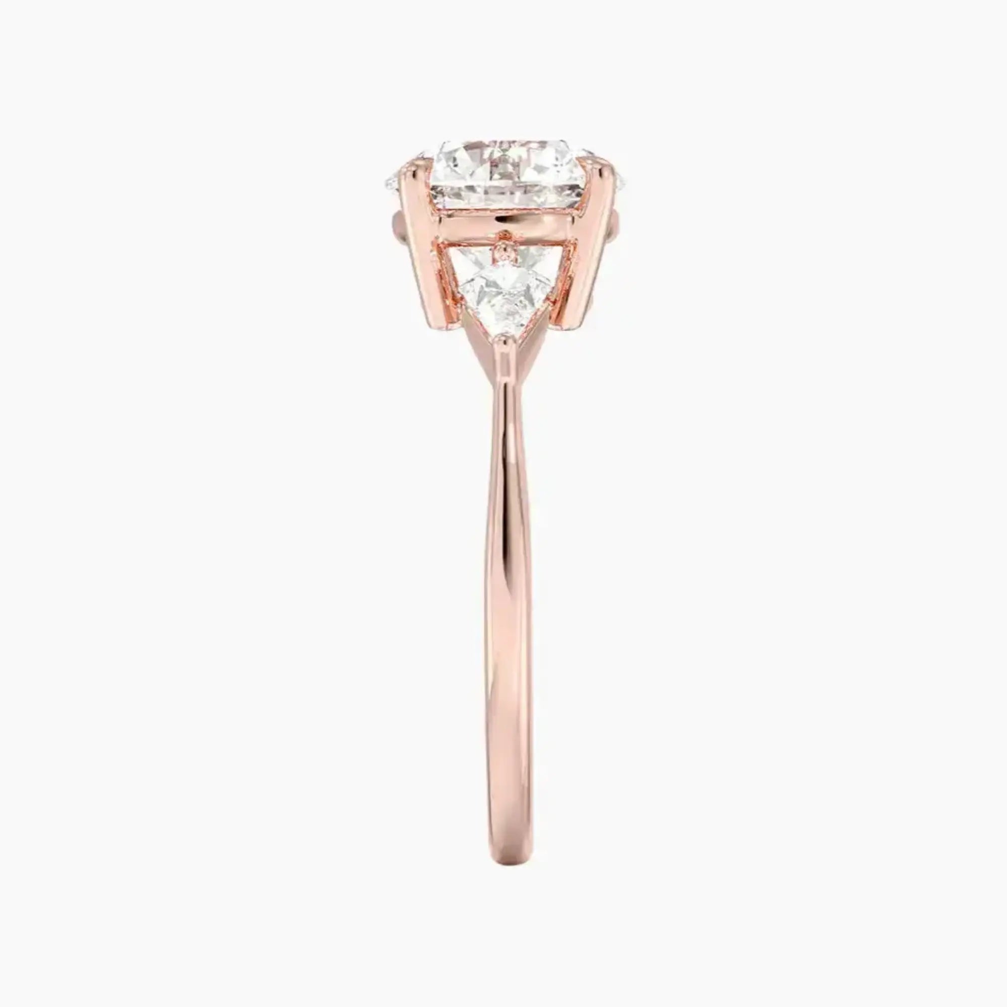 Isolde Round Three Stone Diamond Ring Setting in 14K Rose Gold