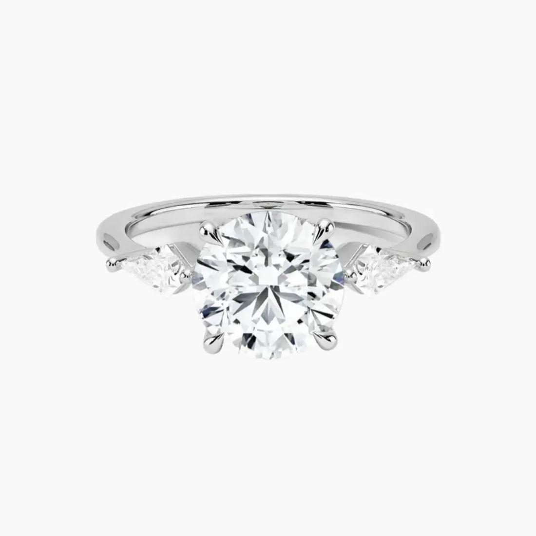 Isolde Round Three Stone 1.5 Carat Lab Grown Diamond Engagement Ring in 14K White Gold