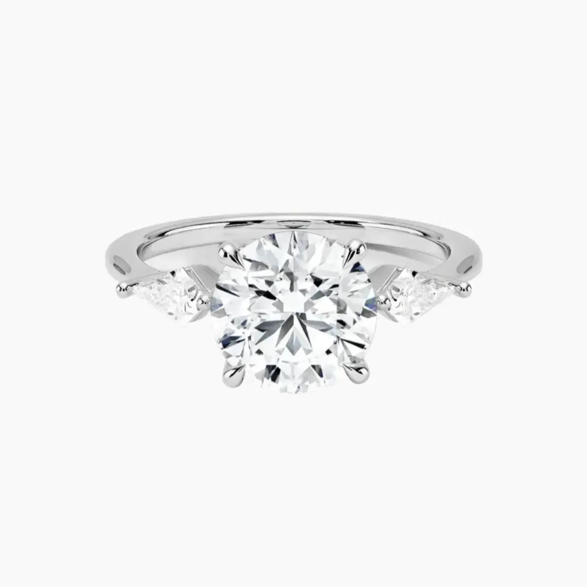 Isolde Round Three Stone Diamond Ring Setting in 14K Rose Gold