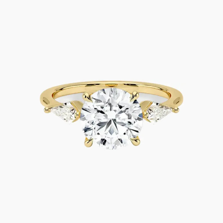 Isolde Round Three Stone 1.5 Carat Lab Grown Diamond Engagement Ring in 18K Yellow Gold