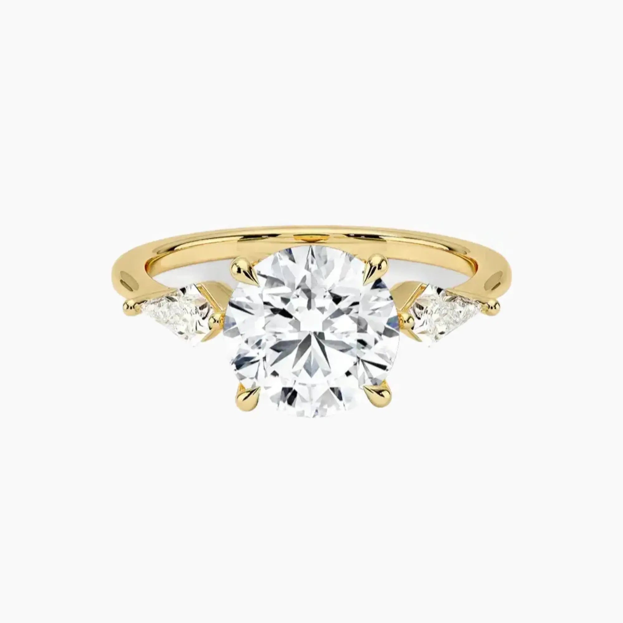 Isolde Round Three Stone Diamond Ring Setting in 14K White Gold