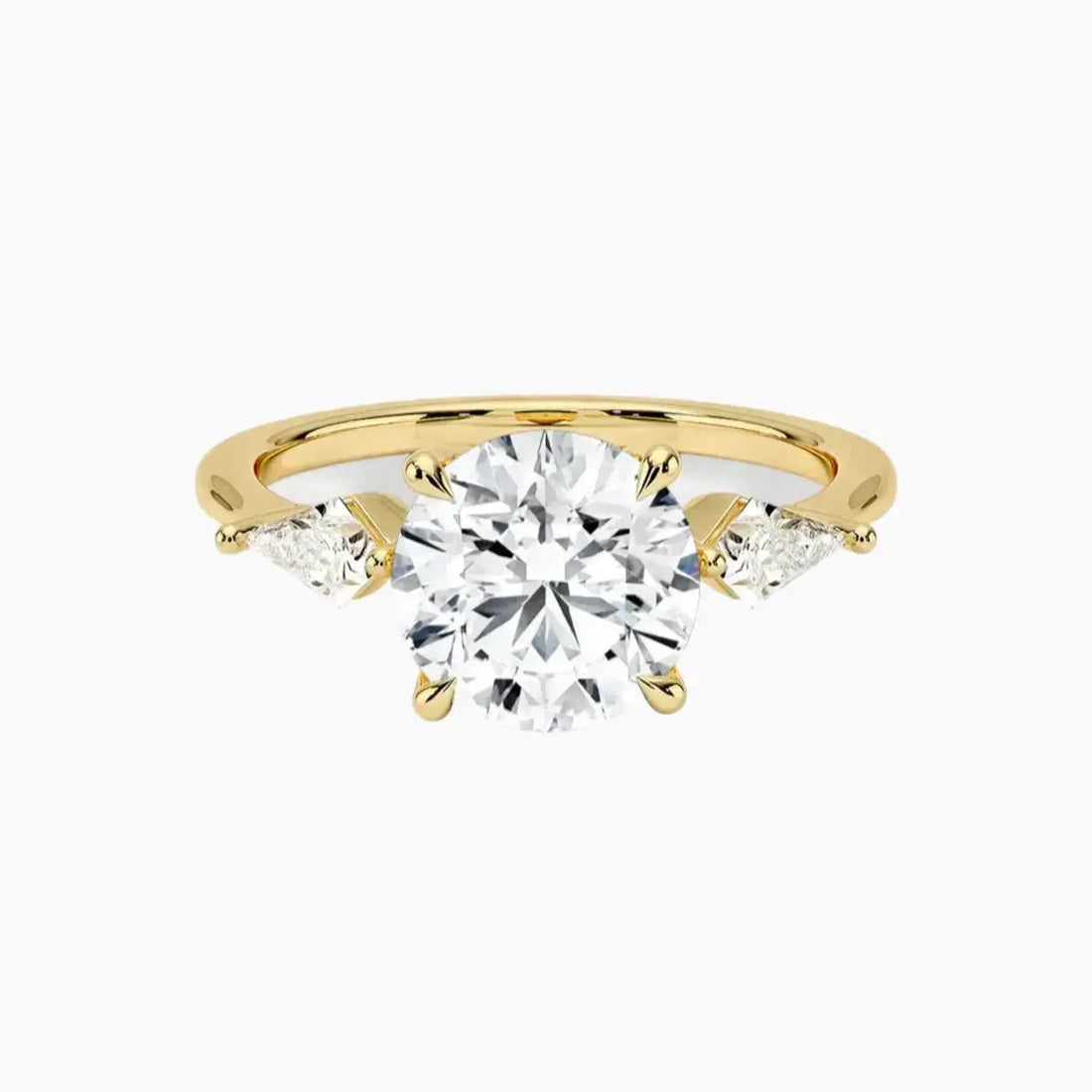 Isolde Round Three Stone 1.5 Carat Lab Grown Diamond Engagement Ring in 14K Yellow Gold