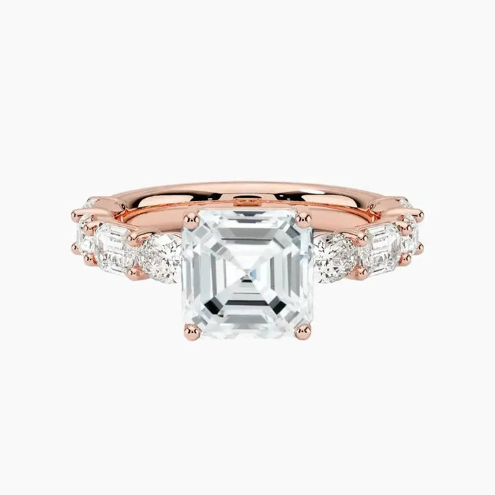 Ariadne Asscher Designer 3 Carat Lab Grown Diamond Engagement Ring in 18K Rose Gold
