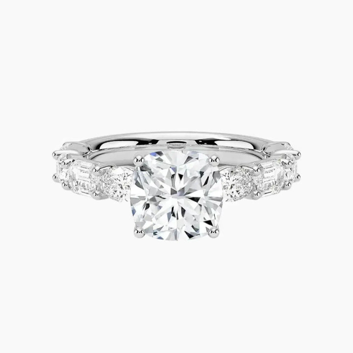 Ariadne Cushion Designer 1.5 Carat Lab Grown Diamond Engagement Ring in 14K White Gold