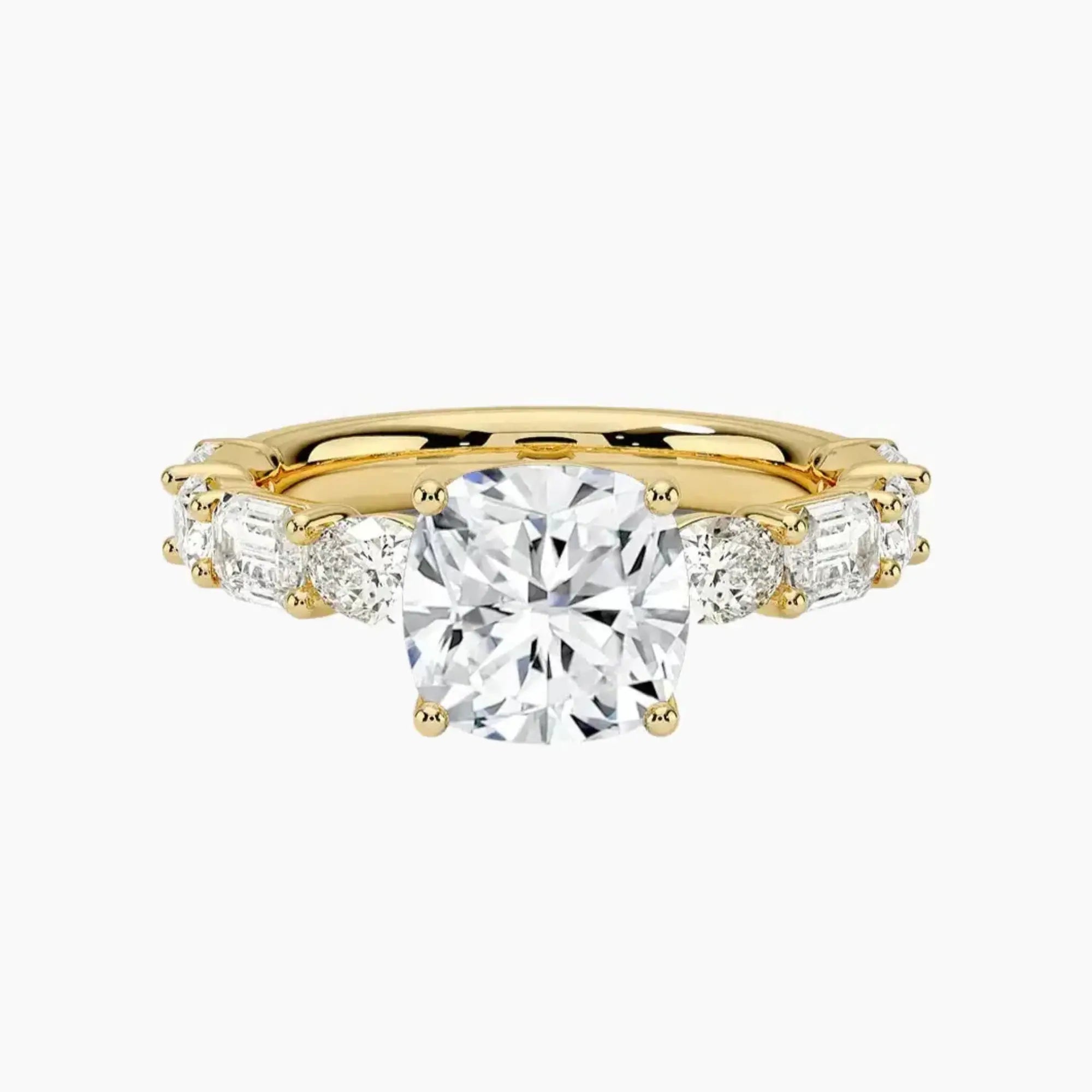 Ariadne Cushion Designer 2 Carat Lab Grown Diamond Engagement Ring in 18K Yellow Gold