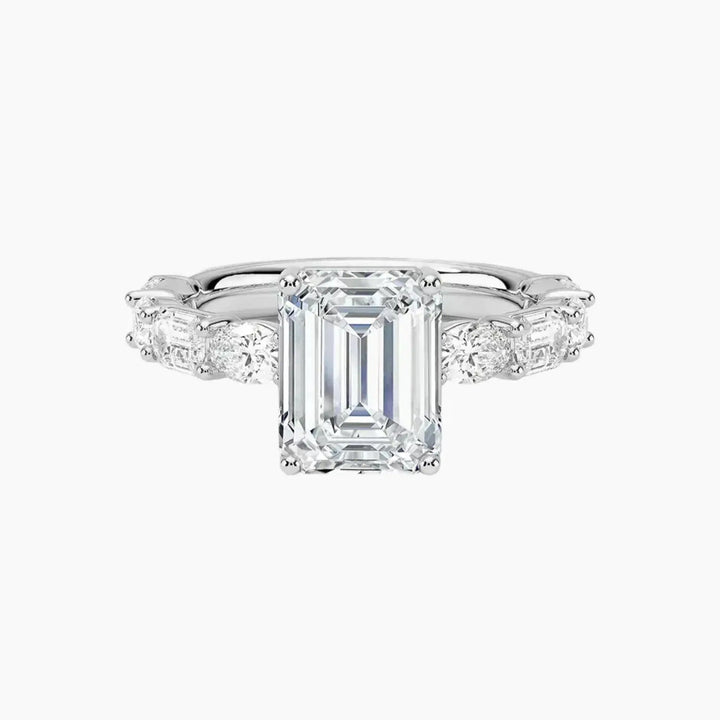 Ariadne Emerald Designer 3 Carat Lab Grown Diamond Engagement Ring in 18K White Gold