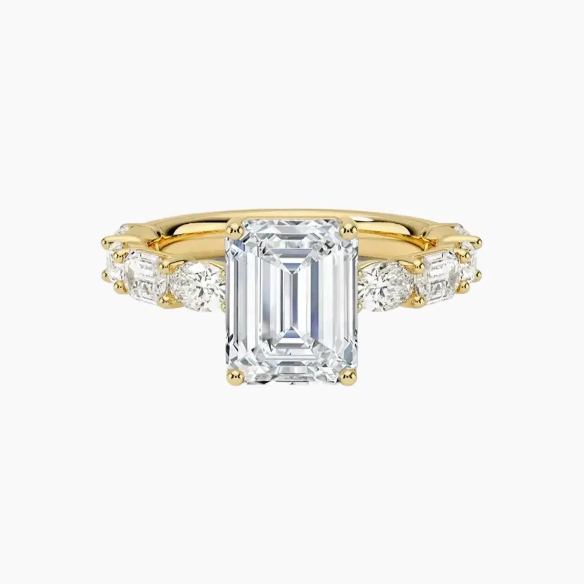 Ariadne Emerald Designer 3 Carat Lab Grown Diamond Engagement Ring in 14K Yellow Gold
