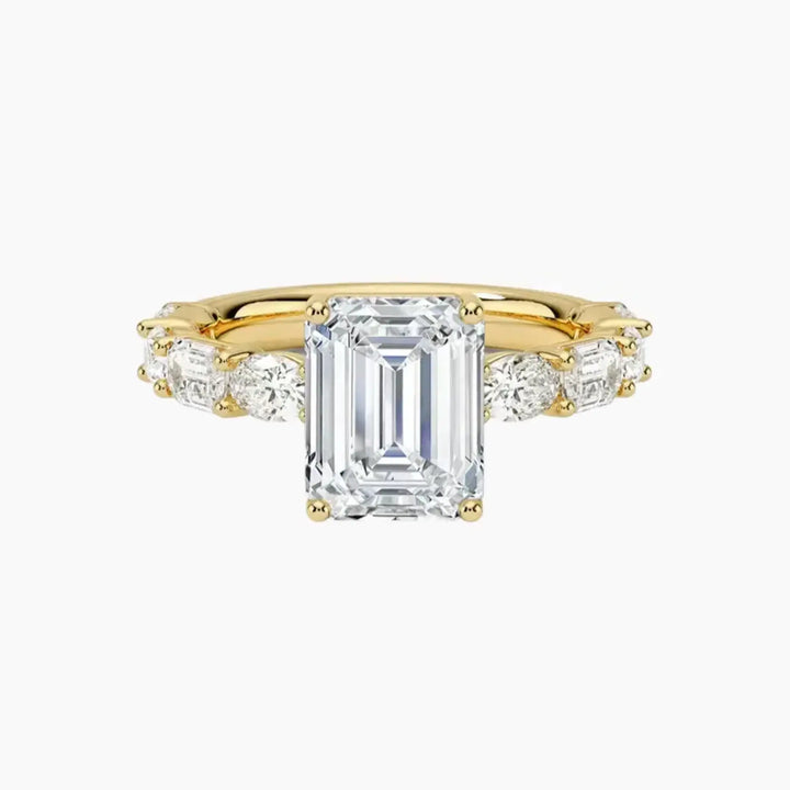 Ariadne Emerald Designer 1 Carat Lab Grown Diamond Engagement Ring in 14K Yellow Gold