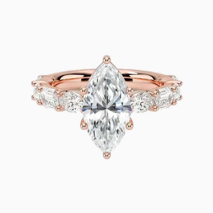 Ariadne Marquise Designer 2.5 Carat Lab Grown Diamond Engagement Ring in 18K Rose Gold
