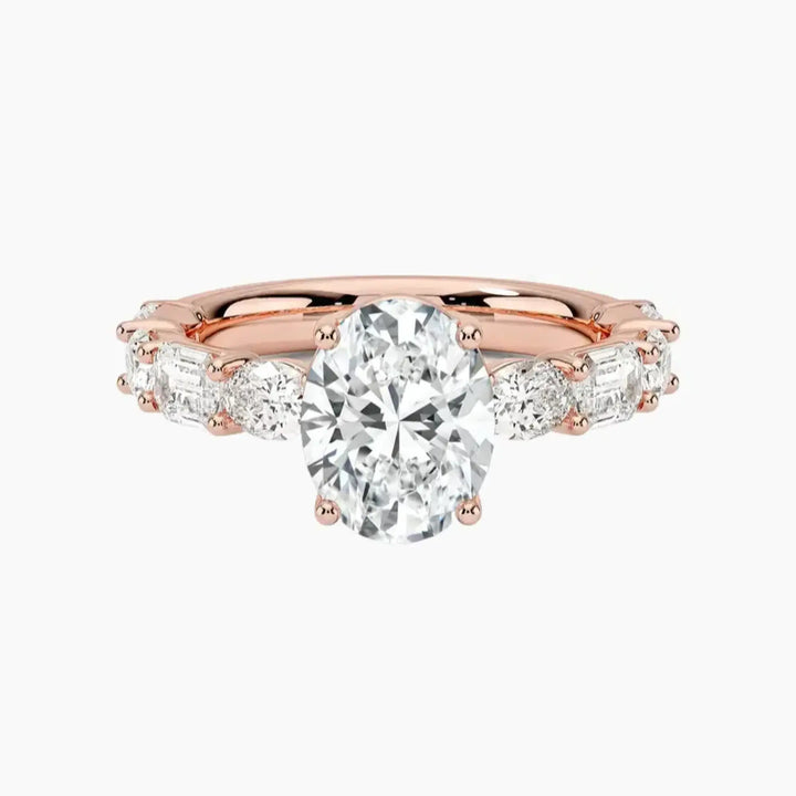 Ariadne Oval Designer 1.5 Carat Lab Grown Diamond Engagement Ring in 14K Rose Gold