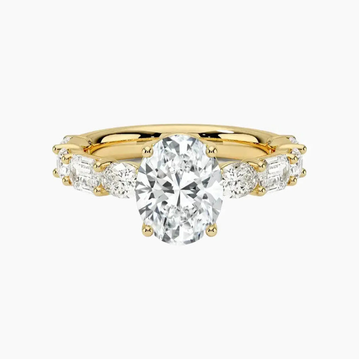Ariadne Oval Designer 1.5 Carat Lab Grown Diamond Engagement Ring in 18K Yellow Gold