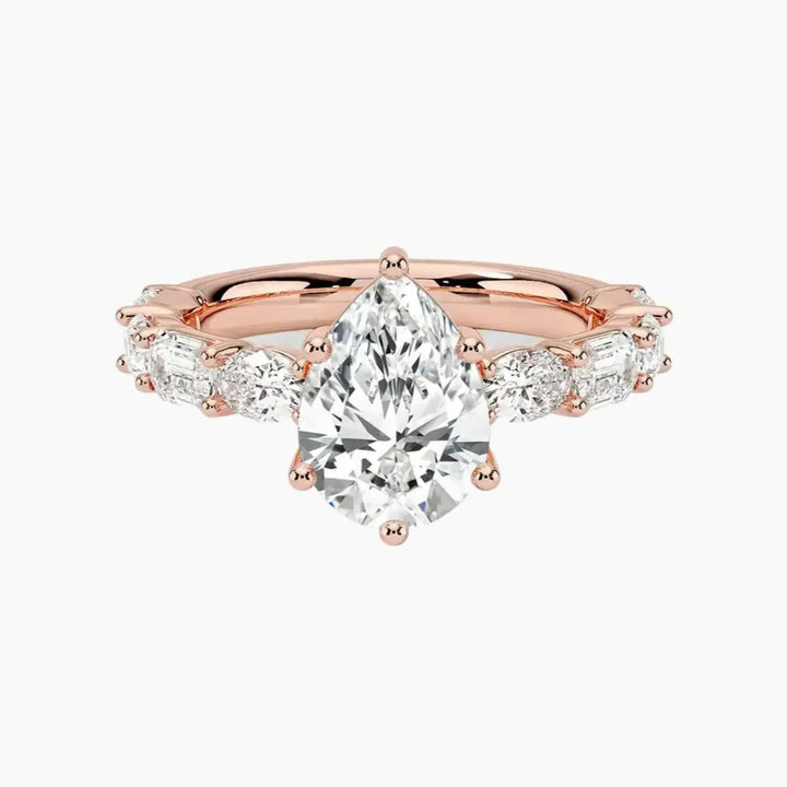 Ariadne Pear Designer 3 Carat Lab Grown Diamond Engagement Ring in 14K Rose Gold