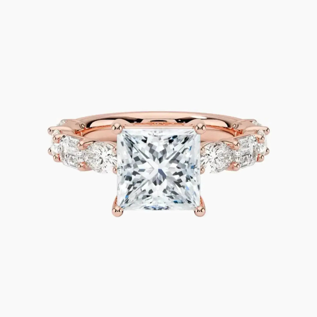 Ariadne Princess Designer Diamond Ring Setting in 14K Rose Gold