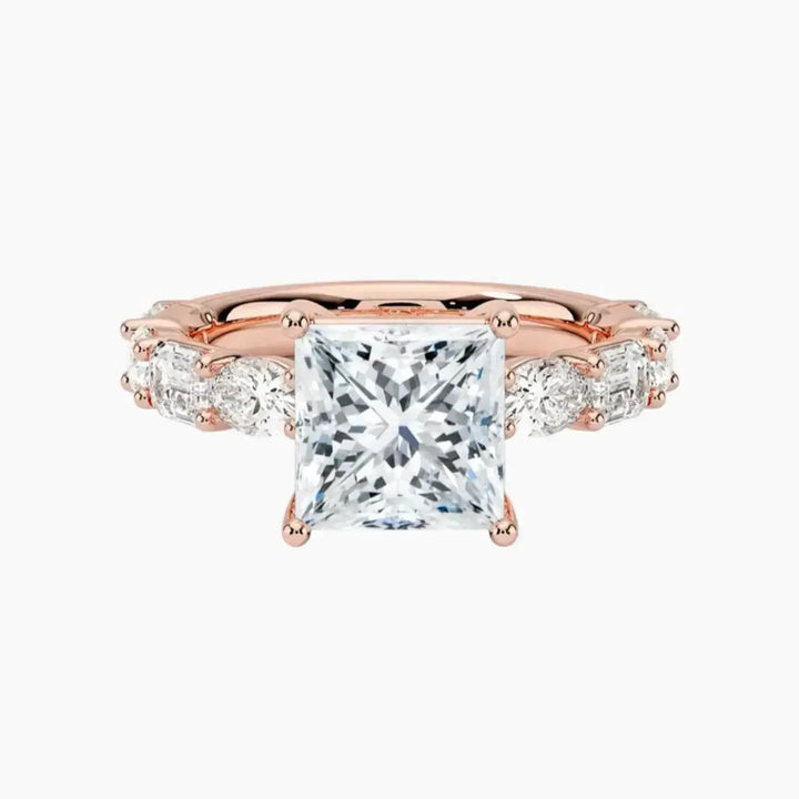 Ariadne Princess Designer 3 Carat Lab Grown Diamond Engagement Ring in 18K Rose Gold