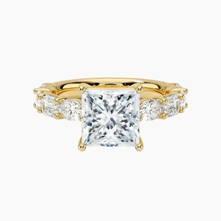 Ariadne Princess Designer 3 Carat Lab Grown Diamond Engagement Ring in 18K Yellow Gold