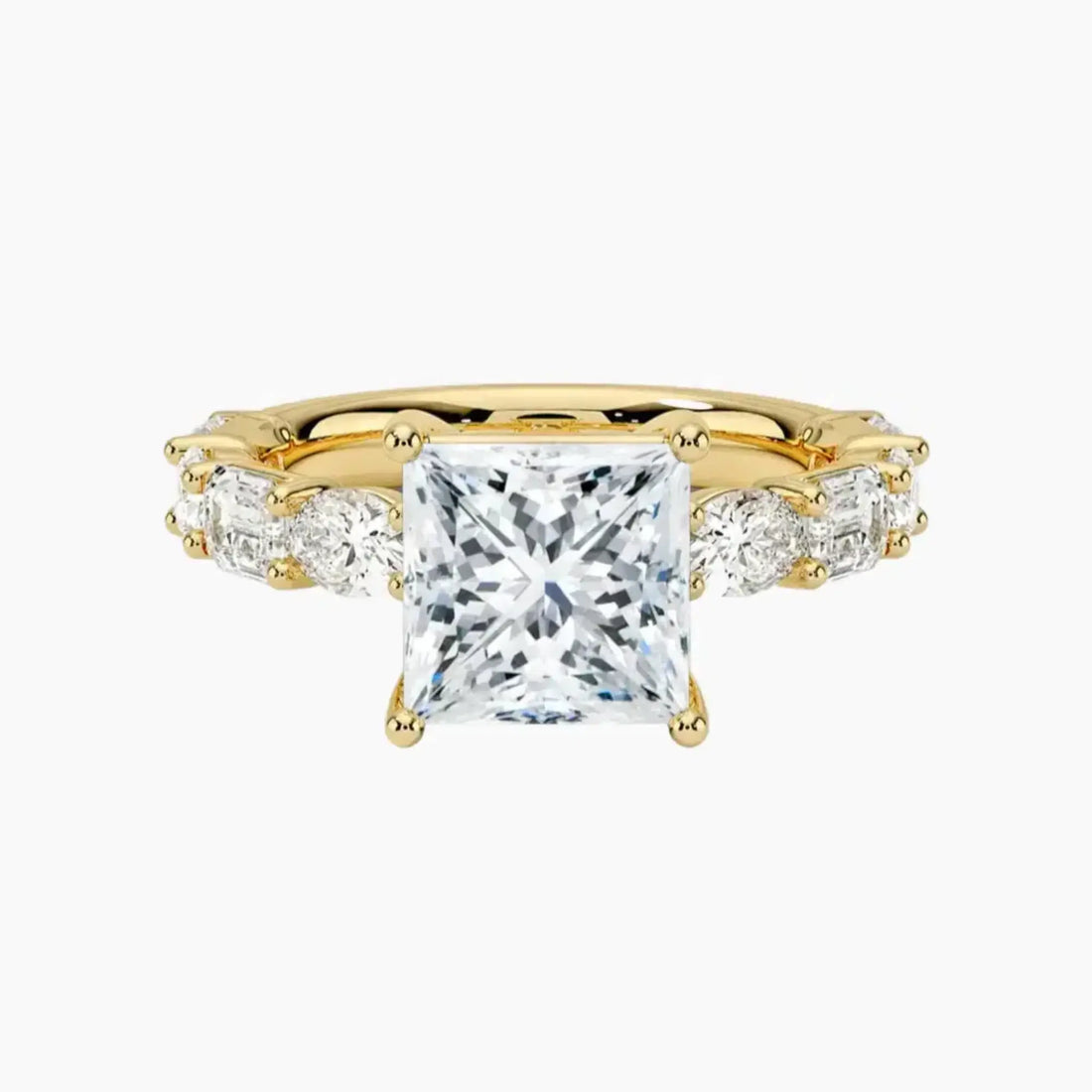 Ariadne Princess Designer Diamond Ring Setting in 18K Yellow Gold