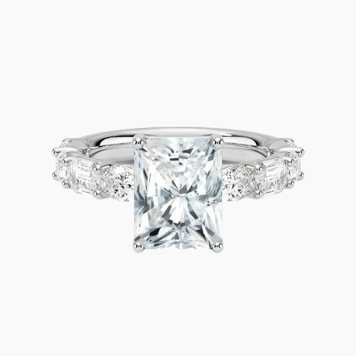 Ariadne Radiant Designer 3 Carat Lab Grown Diamond Engagement Ring in 18K White Gold