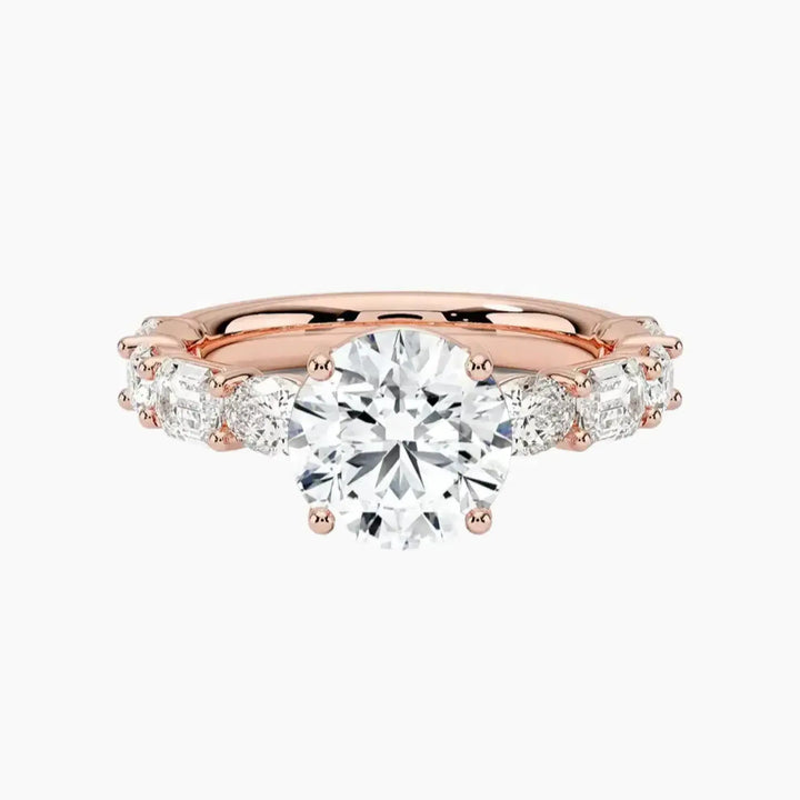 Ariadne Round Designer 3 Carat Lab Grown Diamond Engagement Ring in 14K Rose Gold