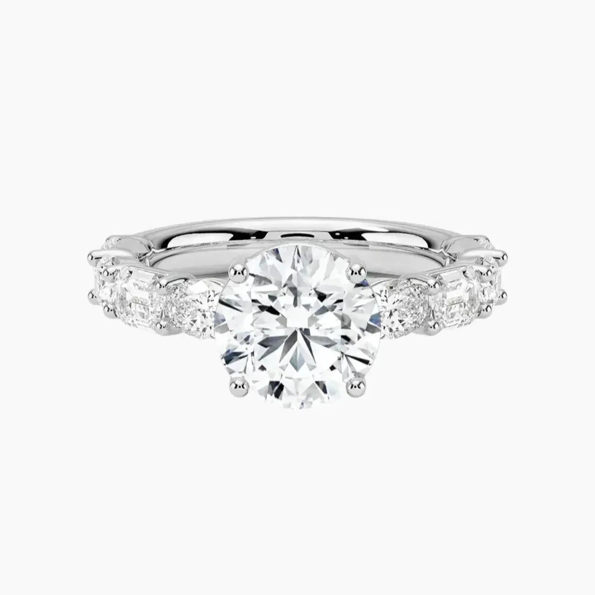 Ariadne Round Designer 3 Carat Lab Grown Diamond Engagement Ring in 14K White Gold