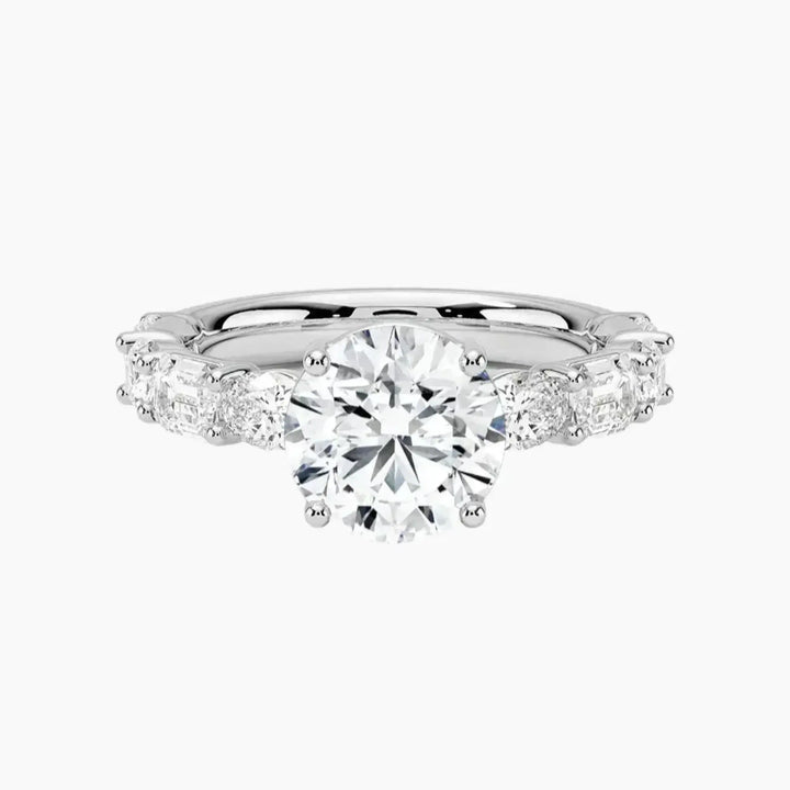 Ariadne Round Designer 3 Carat Lab Grown Diamond Engagement Ring in 18K White Gold