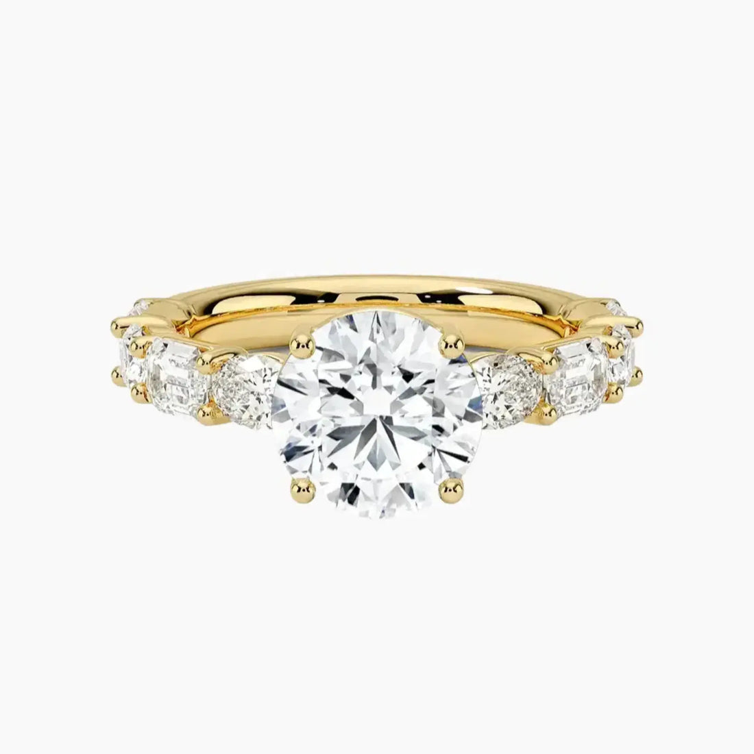 Ariadne Round Designer Diamond Ring Setting in 18K Yellow Gold