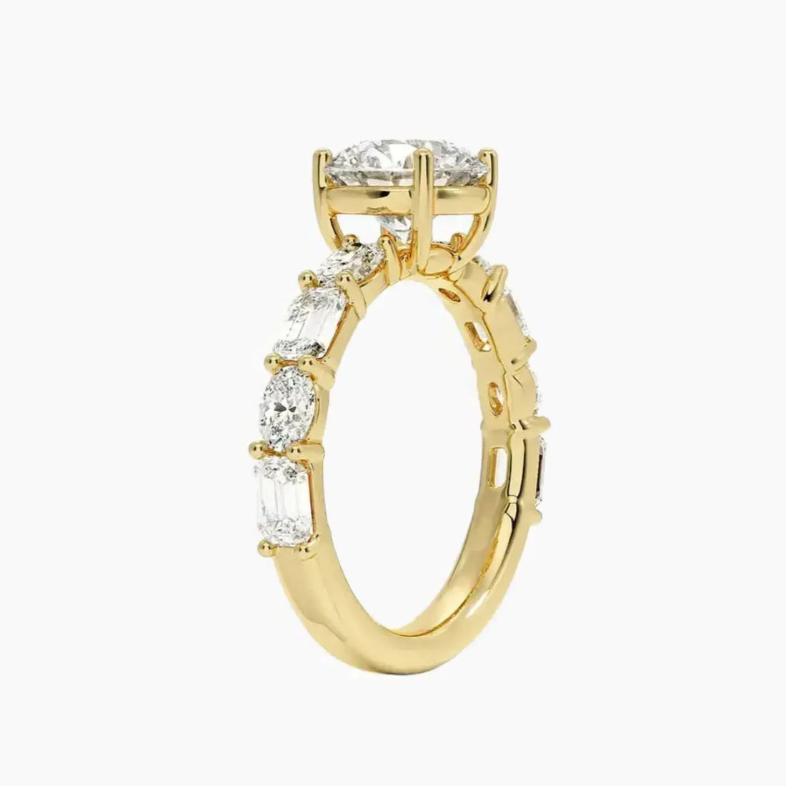 Ariadne Round Designer Diamond Ring Setting in 18K Yellow Gold