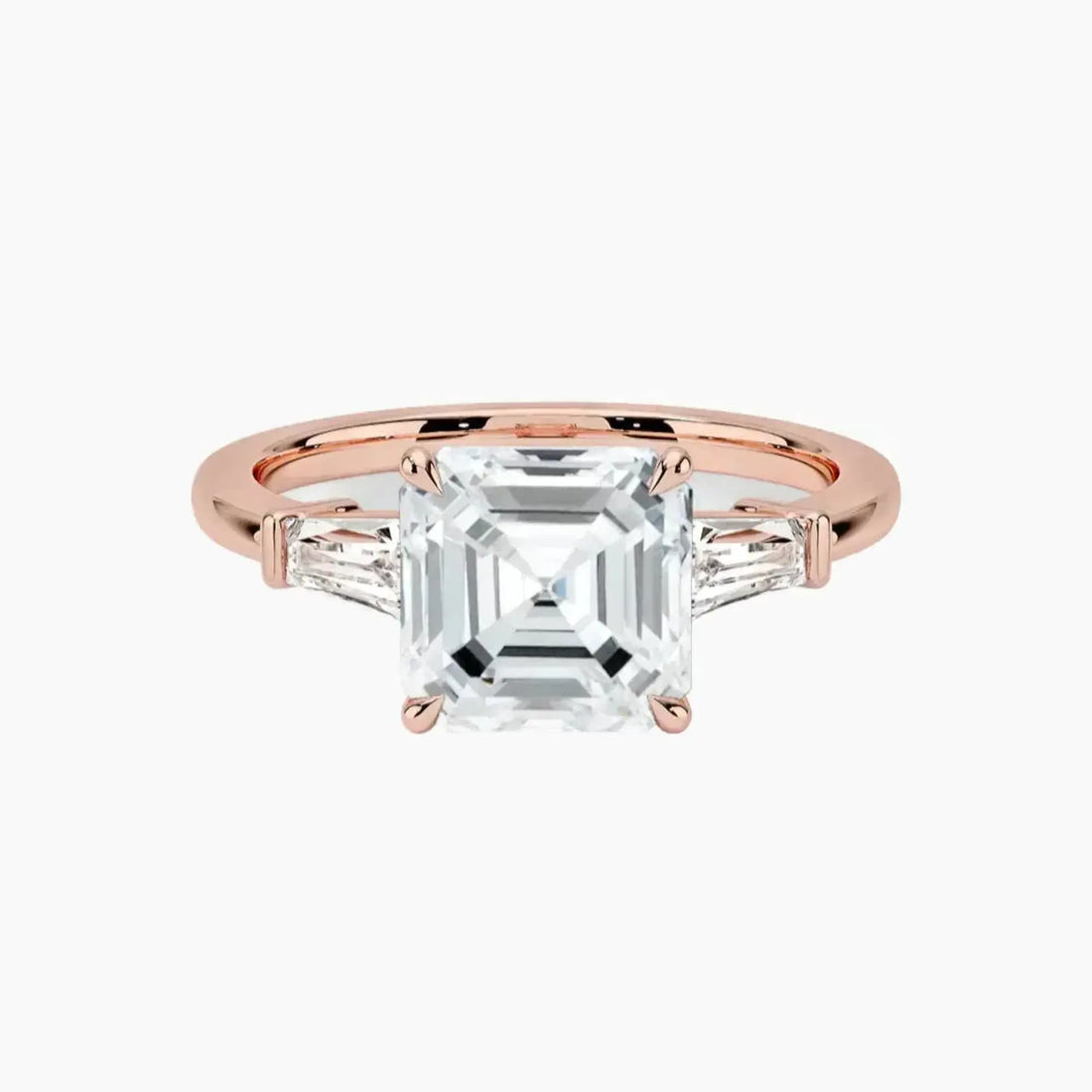 Nyx Asscher Three Stone 1 Carat Lab Grown Diamond Engagement Ring in 14K White Gold