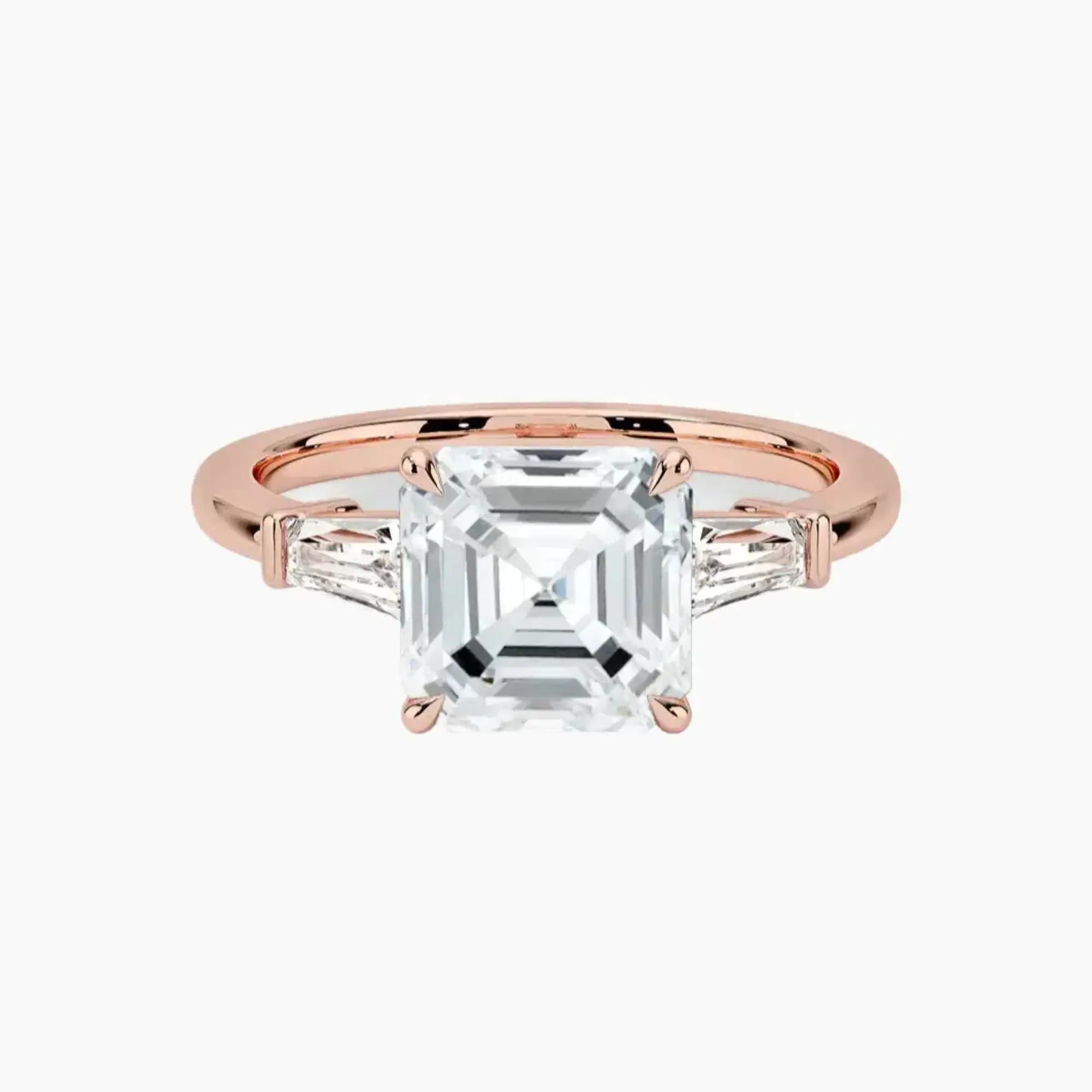 Nyx Asscher Three Stone 1 Carat Lab Grown Diamond Engagement Ring in 18K Rose Gold