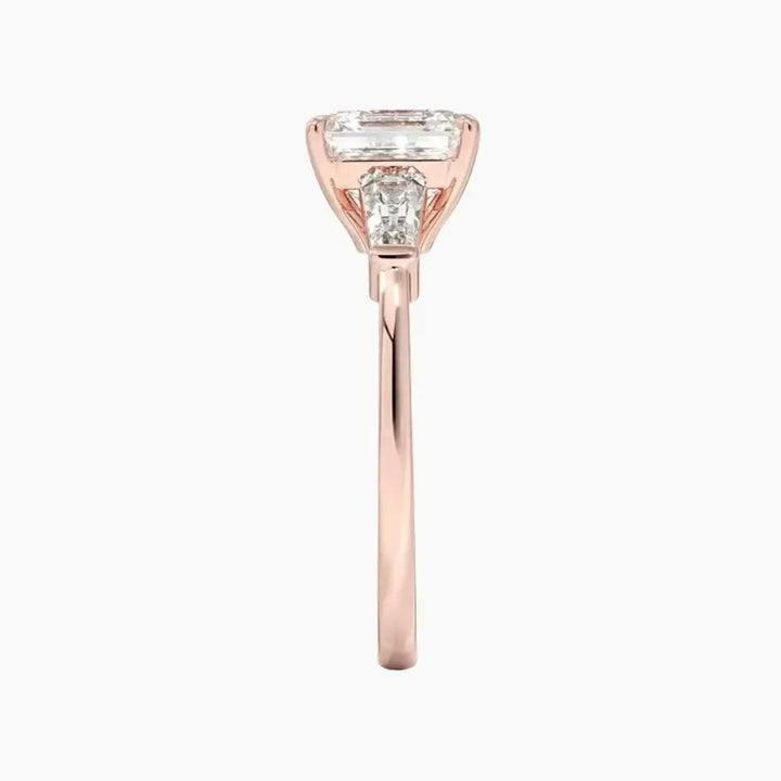 Nyx Asscher Three Stone 3 Carat Lab Grown Diamond Engagement Ring in 14K White Gold