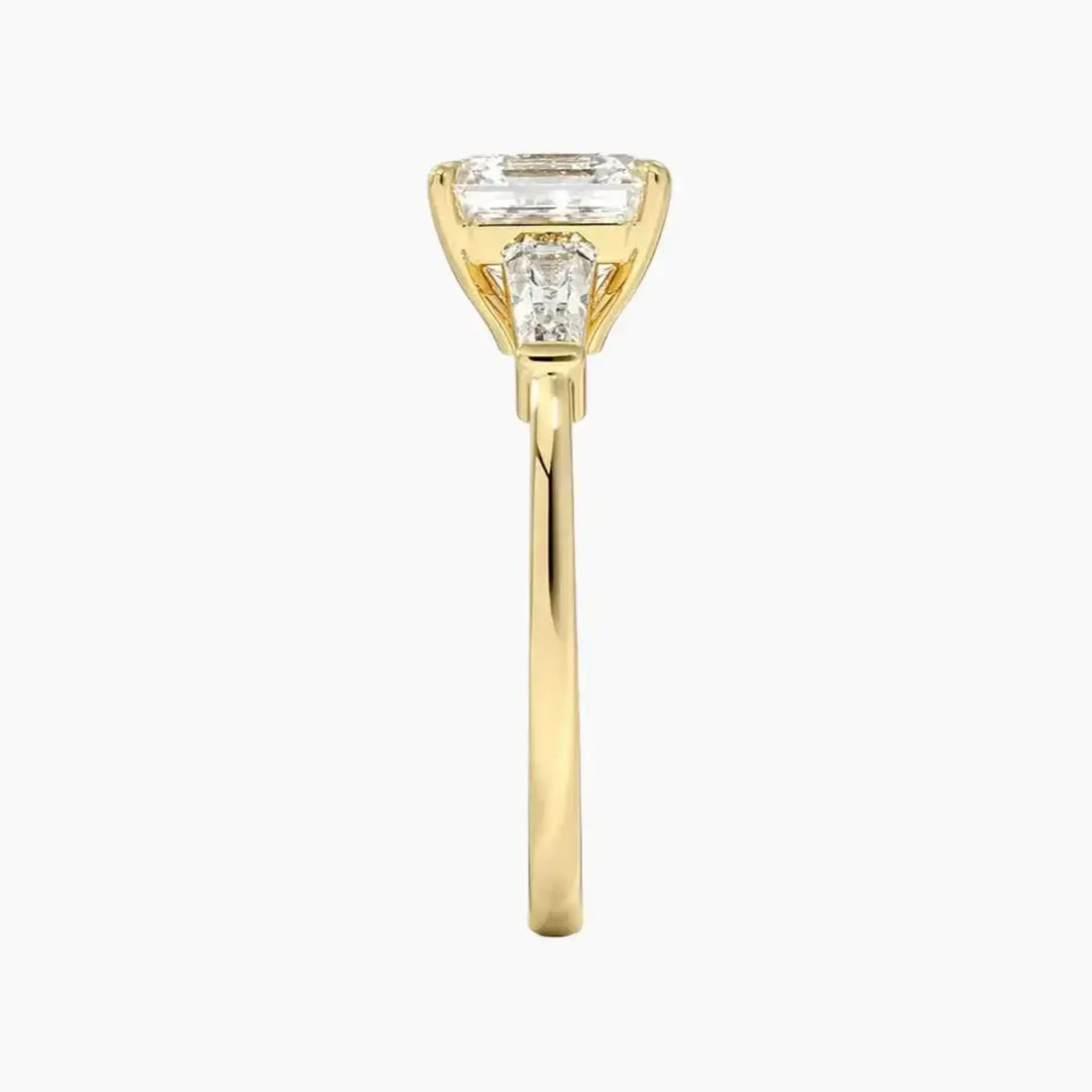 Nyx Asscher Three Stone 1.5 Carat Lab Grown Diamond Engagement Ring in 14K Yellow Gold