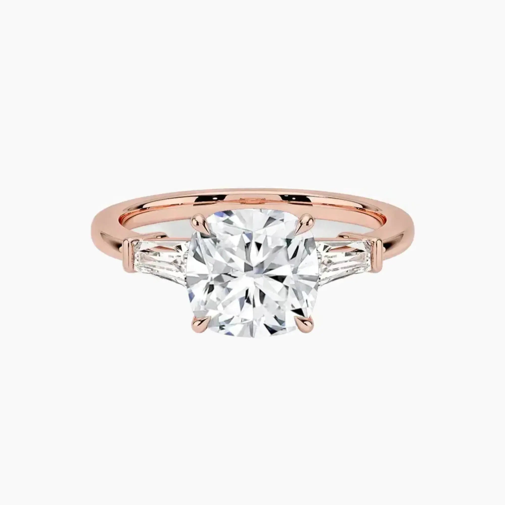 Nyx Cushion Three Stone 1 Carat Lab Grown Diamond Engagement Ring in 14K Yellow Gold
