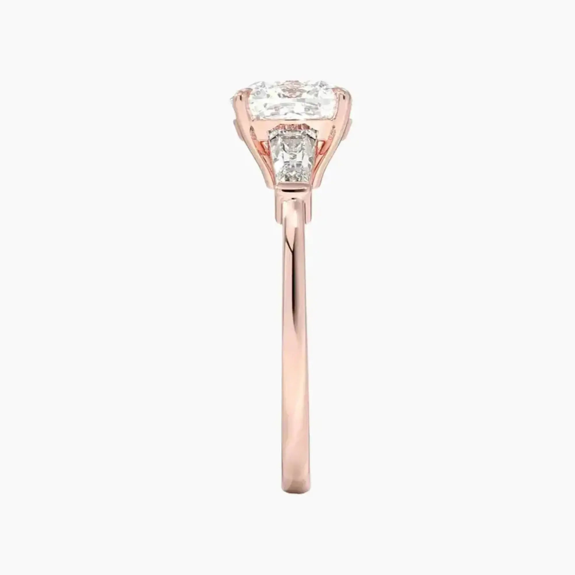 Nyx Cushion Three Stone Diamond Ring Setting in 18K Rose Gold