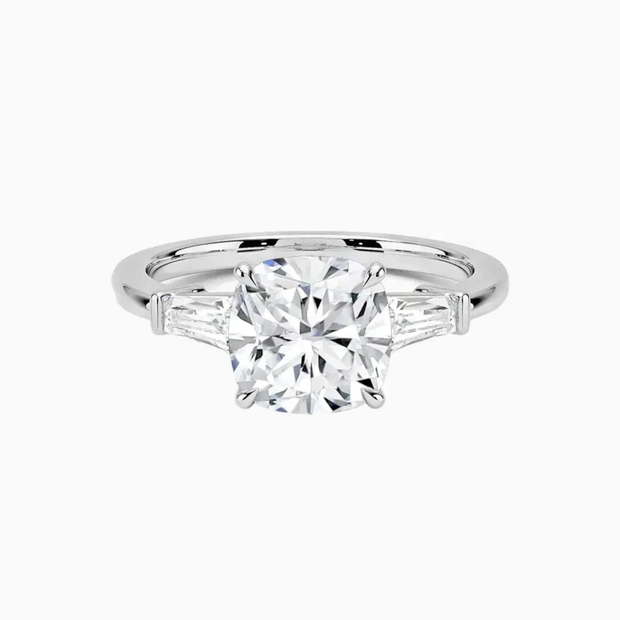 Nyx Cushion Three Stone Diamond Ring Setting in 18K White Gold