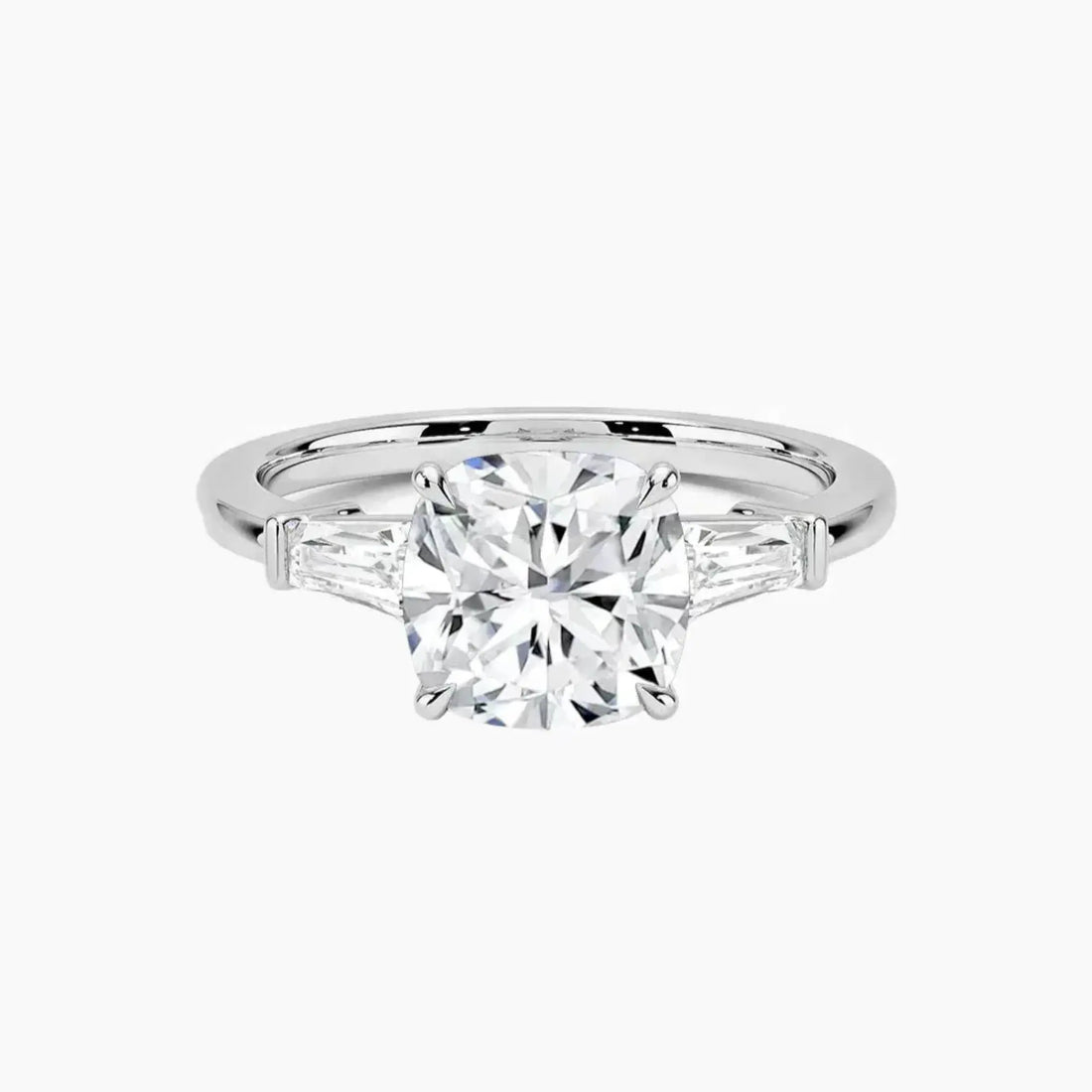 Nyx Cushion Three Stone 1 Carat Lab Grown Diamond Engagement Ring in 18K White Gold