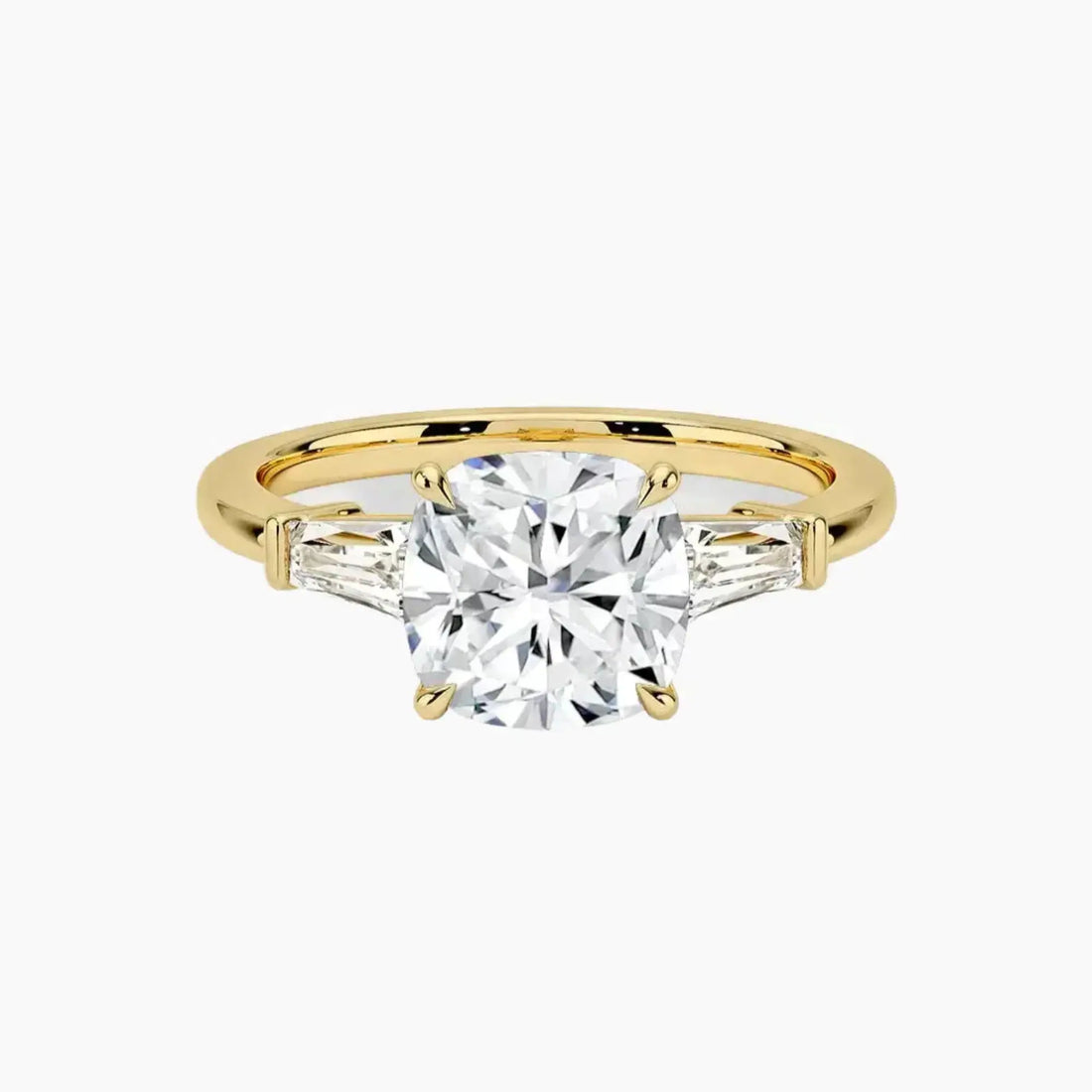 Nyx Cushion Three Stone 1.5 Carat Lab Grown Diamond Engagement Ring in 18K Yellow Gold