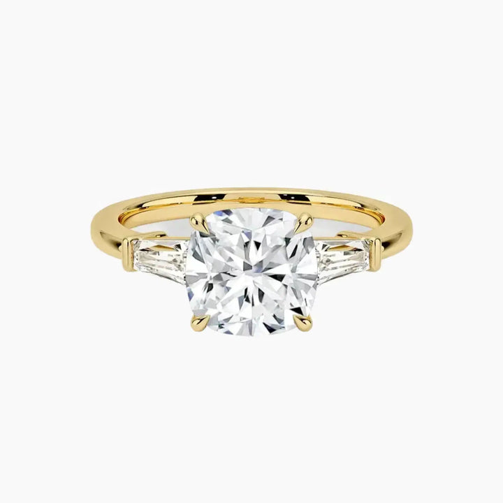 Nyx Cushion Three Stone 1.5 Carat Lab Grown Diamond Engagement Ring in 18K Yellow Gold