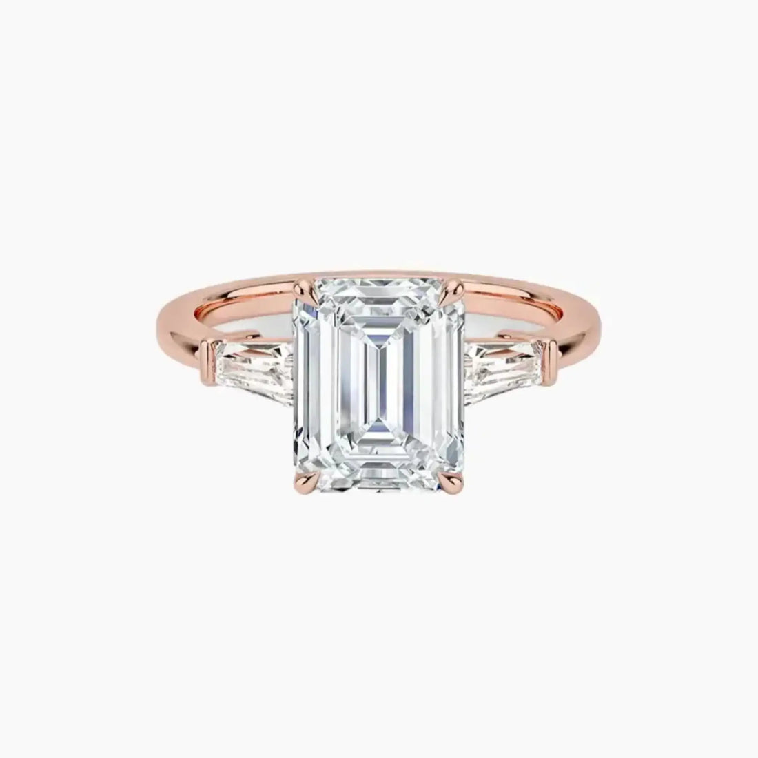 Nyx Emerald Three Stone 2.5 Carat Lab Grown Diamond Engagement Ring in 18K White Gold