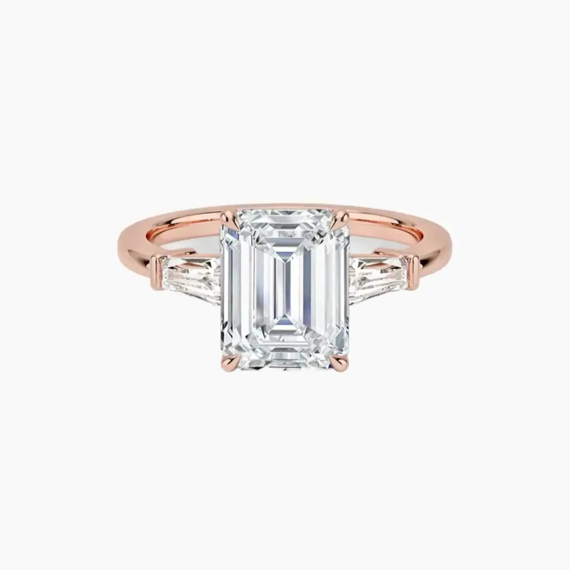 Nyx Emerald Three Stone 3 Carat Lab Grown Diamond Engagement Ring in 18K White Gold