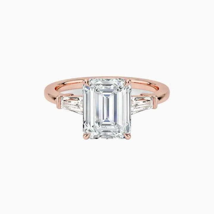 Nyx Emerald Three Stone 1.5 Carat Lab Grown Diamond Engagement Ring in 14K Rose Gold