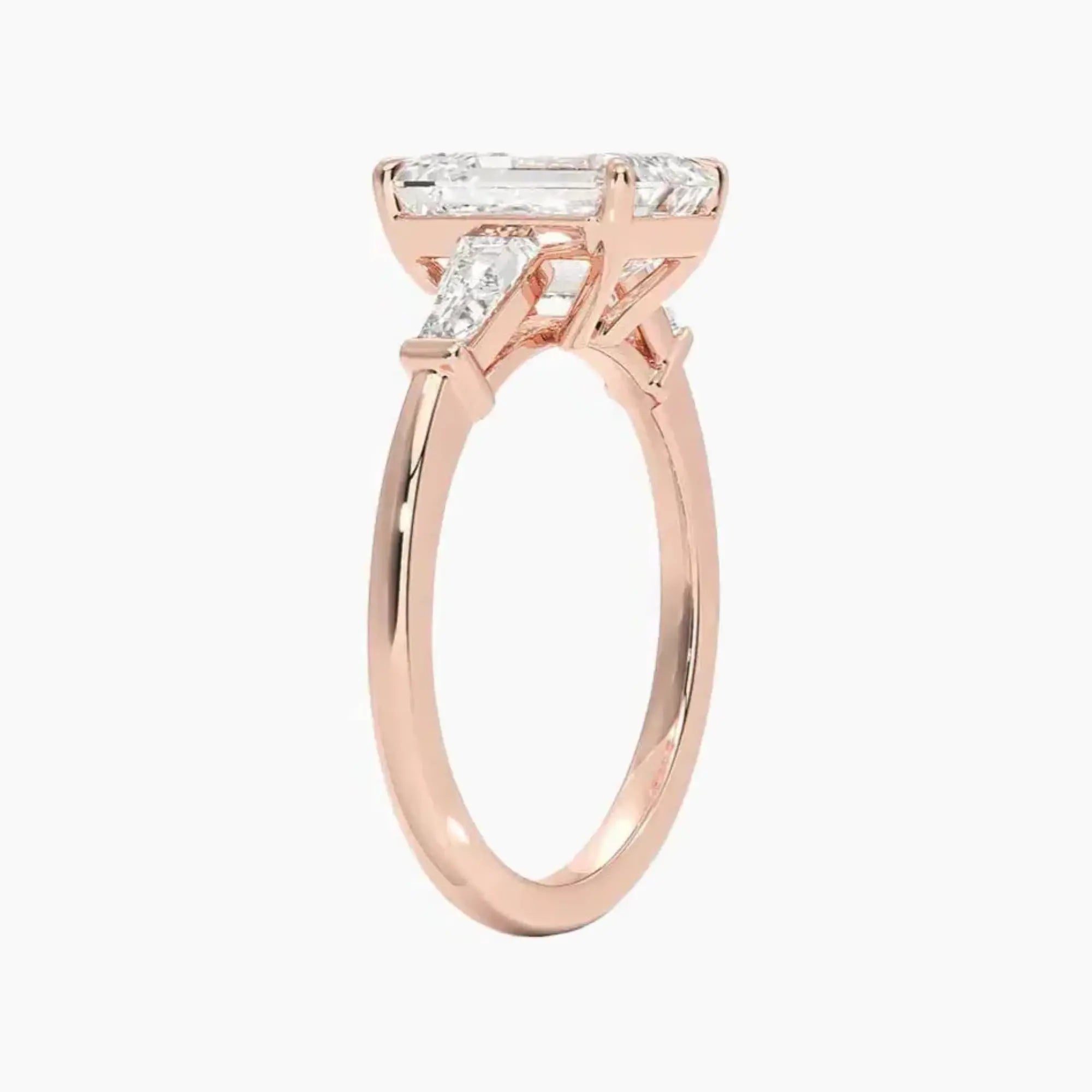 Nyx Emerald Three Stone 2.5 Carat Lab Grown Diamond Engagement Ring in 18K White Gold