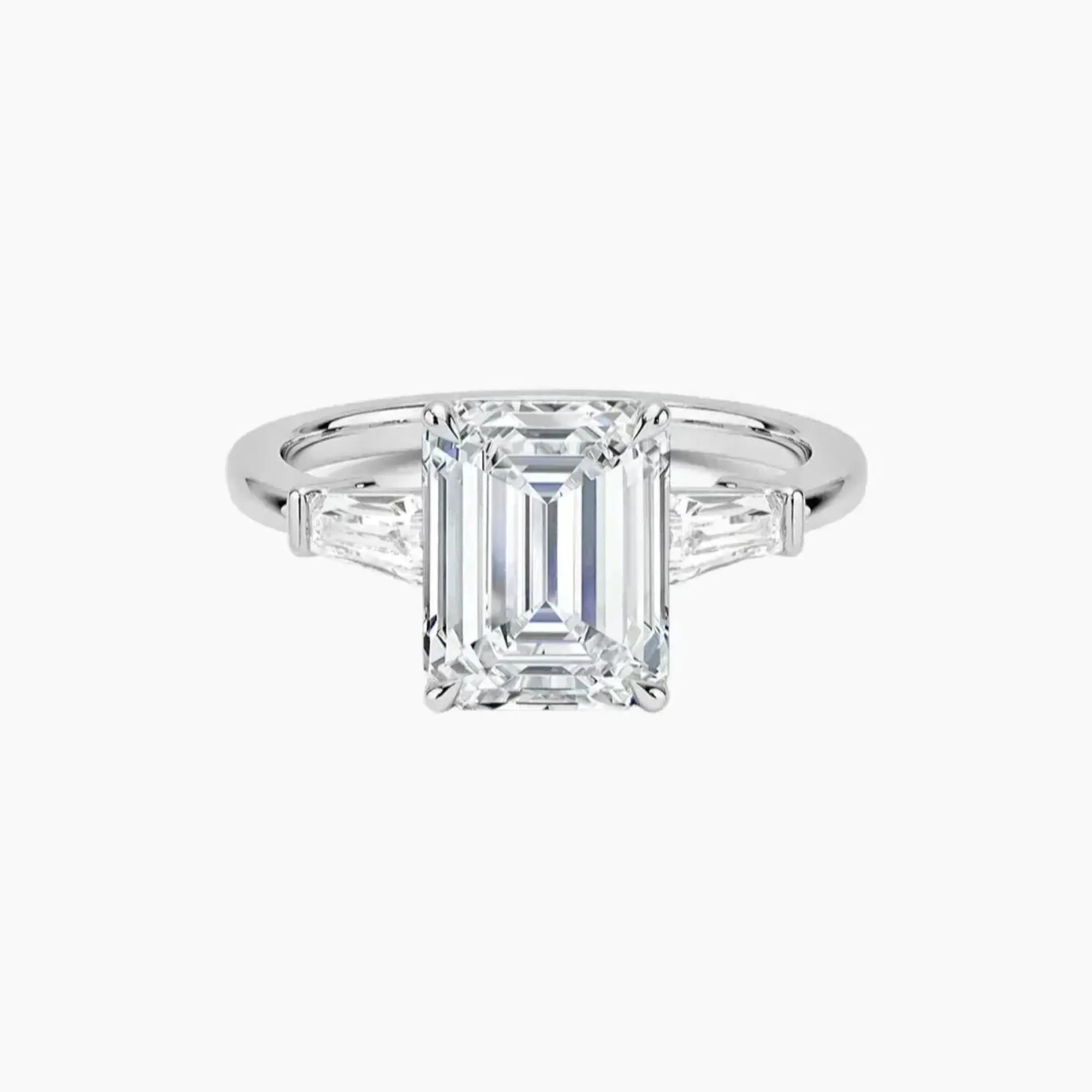 Nyx Emerald Three Stone 1 Carat Lab Grown Diamond Engagement Ring in 18K White Gold