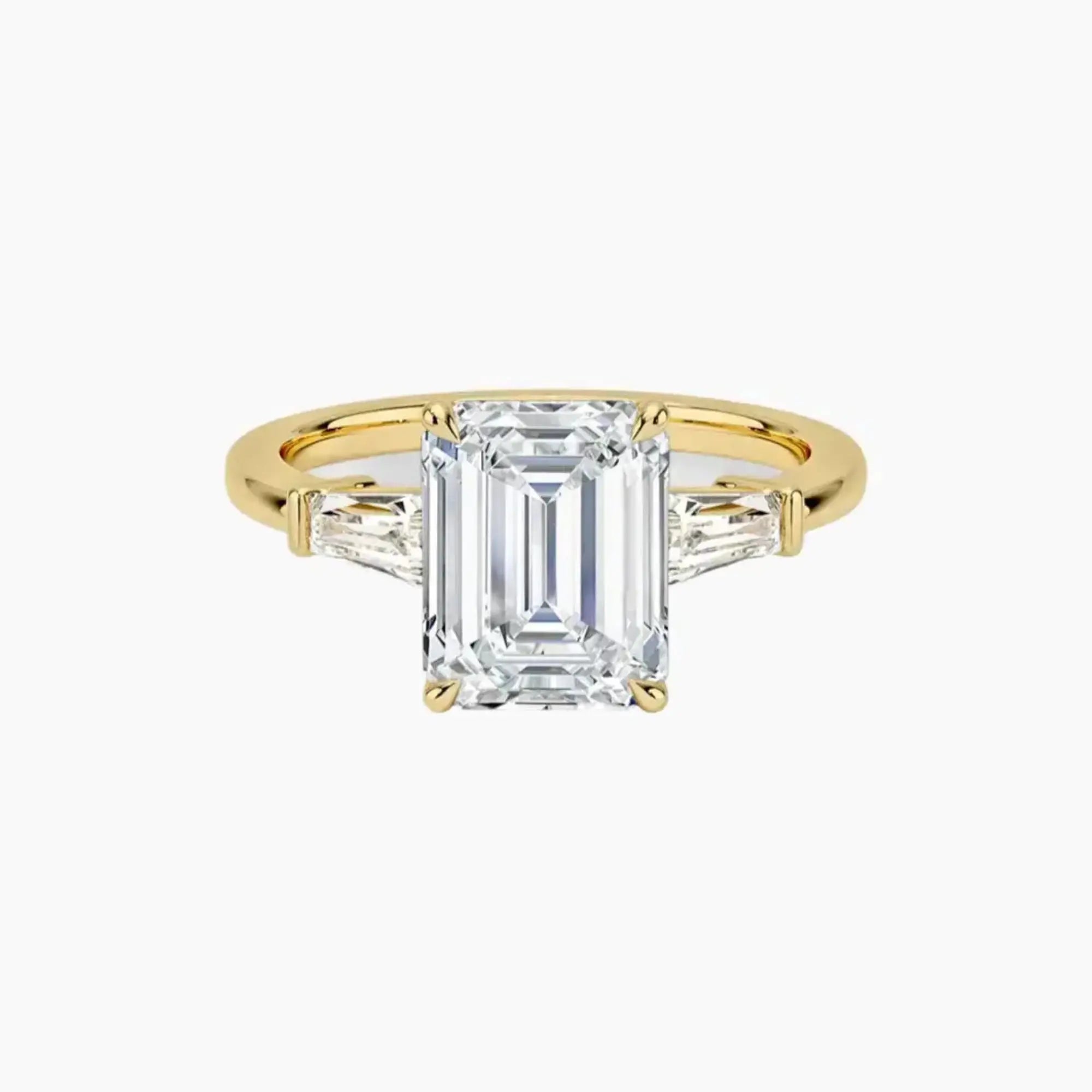 Nyx Emerald Three Stone 3 Carat Lab Grown Diamond Engagement Ring in 18K White Gold